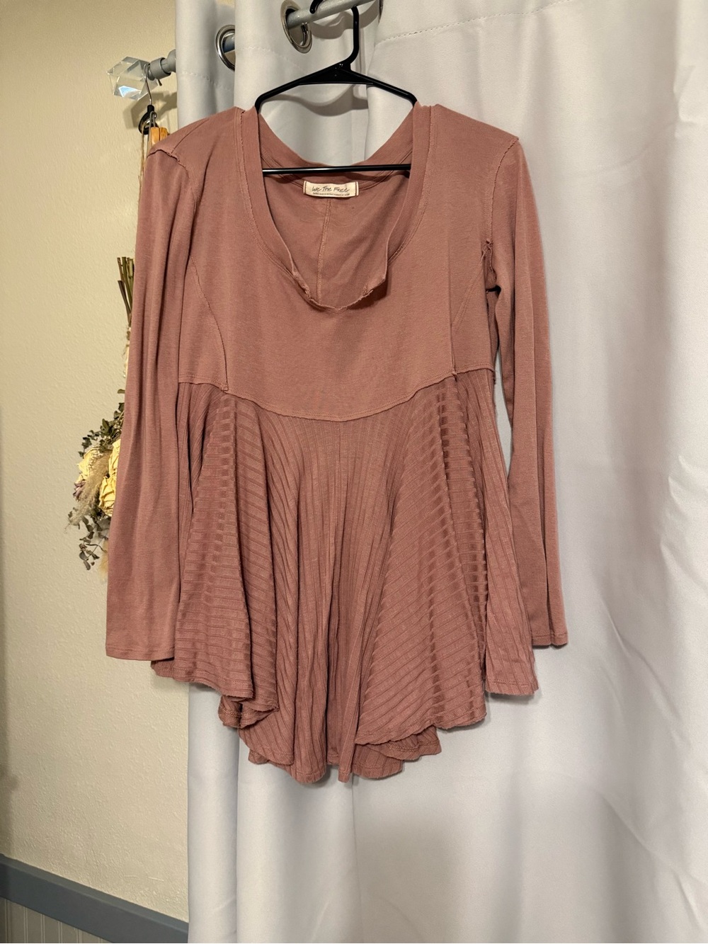 We The Free Mauve Pleated Long-Sleeve Swing Tunic